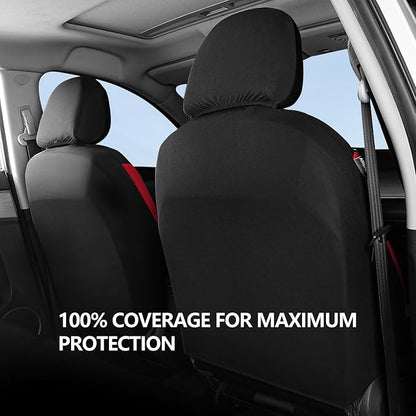 HChengkikz Car Seat Covers Full Set, Waterproof Neoprene Car Seat Covers, Airbag Compatible, Universal Automotive Seat Covers for Most Cars, SUVs, Trucks (Black + Red)