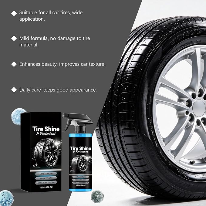 No-Wipe Tire Cleaner & Dressing Spray – Restores Deep Matte Black Finish, Protective Shine with Long-Lasting Rain-Resistant, Dry-to-Touch Formula