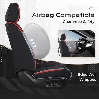 Coverado Car Seat Covers Front Set, Luxury Nappa Leather Seat Covers Universal Fit Waterproof Non-Slip Breathable Automotive Seat Protectors for Cars, SUVs, Trucks