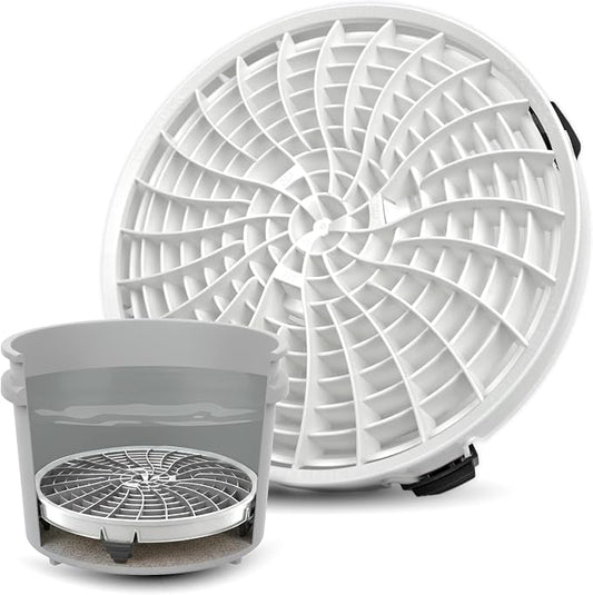 DETAIL GUARDZ Dirt Lock Car Wash Insert – Bucket Filter for 3–8 Gallon Round Pails – Traps Debris, Prevents Swirl Marks – Self-Locking Rubber Grips, Venturi Flow, Cleaning Tool (White)
