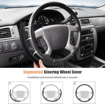 Aimato Customized Steering Wheel Cover for Chevy Silverado 1500 2007-2013/GMC Sierra 2007-2013/2500 3500 Suburban Tahoe Yukon 2007-2014/Traverse 2009-2017/GMC Sierra 2500 3500 2008-2014