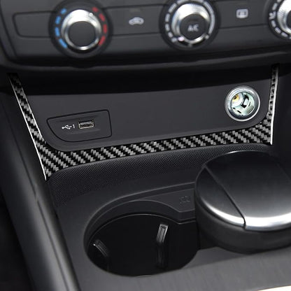 Real Premium Carbon Fiber Decor Compatible with Audi A3 S3 RS3 8V 2013 2014 2015 2016 2017 2018 2019 Car Center Console Power Outlet Sticker Frame Interior Accessories Decal Black