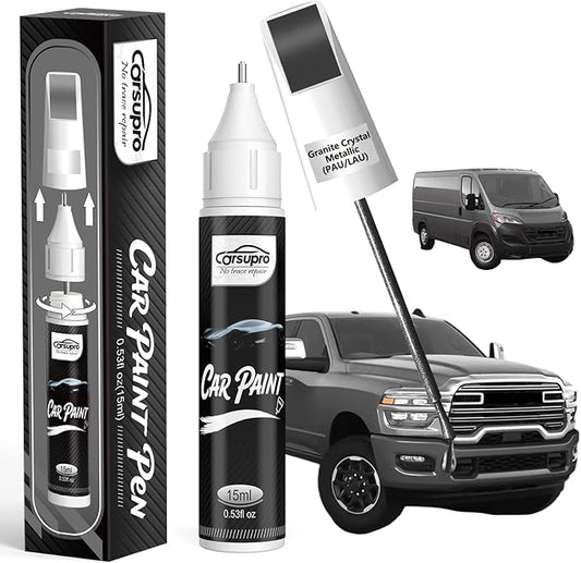 Granite Crystal Metallic(PAU/LAU) for Ram Touch Up Paint Pen, 2 in 1 Car Scratch Remover with Pen Tip and Brush, Precise Color Match for Car Paint Scratch Repair, Quickly and Easily Fix Chips and Nicks