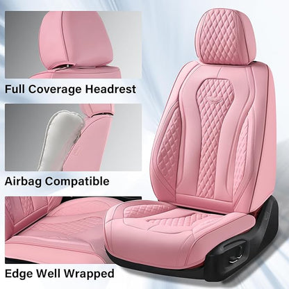 Coverado Car Seat Covers Full Set, Pink Seat Covers, Waterproof Car Seat Cover, Car Seat Cushion, Car Seat Covers Front Seats Back Seat Covers, Car Seat Protector Universal Fit Most Cars
