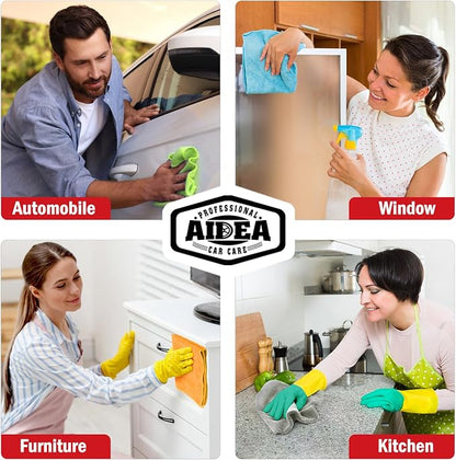 AIDEA Microfiber Cleaning Cloth 12 Pack, Microfiber Towels for Cars, Soft & Absorbent Cleaning Rags, Premium Lint Free Shop Towels for House, Kitchen, Car, 12inx16in, Grey