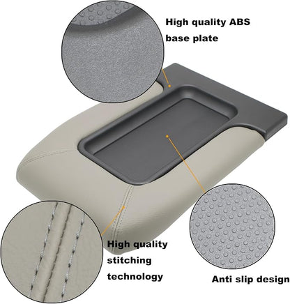 NHILES Center Console Lid Replacement Kit for 1999 2000 2001 2002 2003 2004 2005 2006 2007 Silverado/Avalanche/Suburban/Sierra/Yukon Replaces Number 19127364, 19127365, 19127366 (Light Gray)