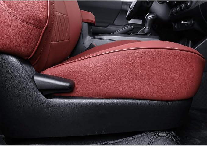 EKR Custom Fit Tacoma Rear Car Seat Covers for Toyota Tacoma (Petrol) 2024 2025 2026 Double cab SR/SR5/TRD Sport/TRD Off-Road/Limited - Second Row Only,Faux Leather(Burgundy)