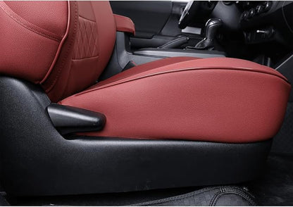 EKR Custom Fit Tacoma Rear Car Seat Covers for Toyota Tacoma (Petrol) 2024 2025 2026 Double cab SR/SR5/TRD Sport/TRD Off-Road/Limited - Second Row Only,Faux Leather(Burgundy)