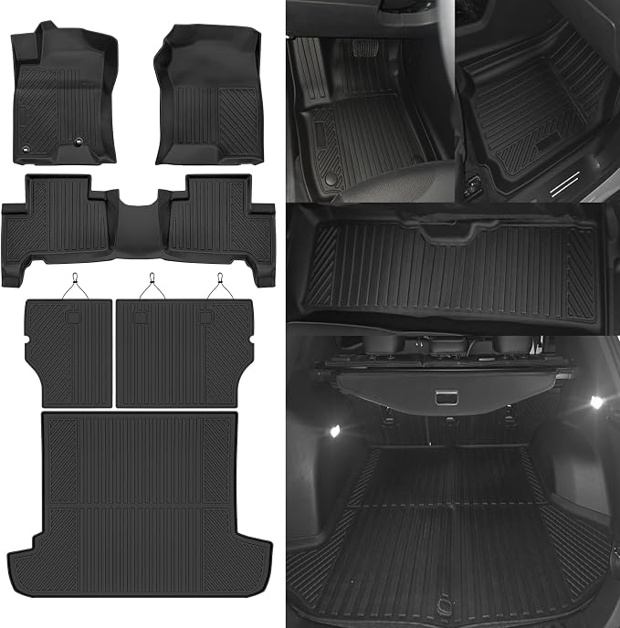 Custom Fit Floor Mats for Toyota 4Runner 2003-2009, All Weather TPE Floor Liners with Trunk Mat & Backrest Protectors, Odorless Full Set Interior Accessories