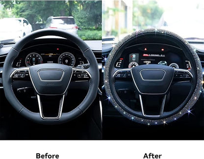 Bling Steering Wheel Cover, Rhinestone Steering Wheel Cover with Crystal Diamond for Women, Sparkling Car Wheel Protector Universal Fit 14-15 inches - Colorful