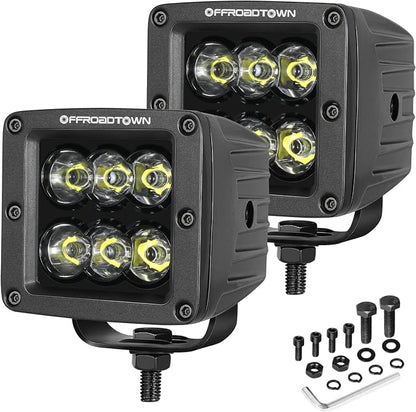 LED Cubes, OFFROADTOWN 3inch 120W CREE LED Pods Driving Lights Cubes Ditch Light Off Road Lights Spot Reverse Light for Truck Pickup UTV ATV SUV Boat 4x4 Car