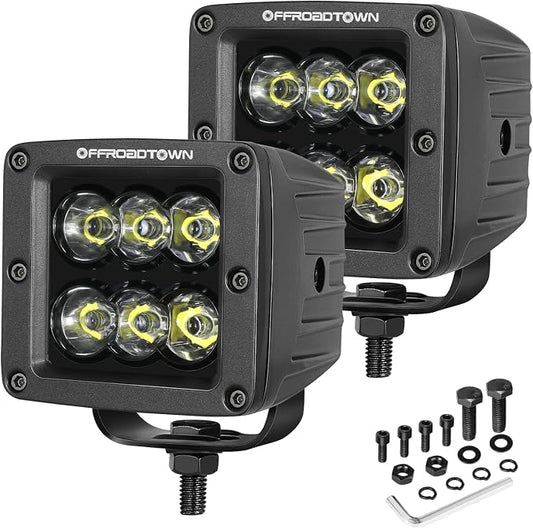 LED Cubes, OFFROADTOWN 3inch 120W CREE LED Pods Driving Lights Cubes Ditch Light Off Road Lights Spot Reverse Light for Truck Pickup UTV ATV SUV Boat 4x4 Car