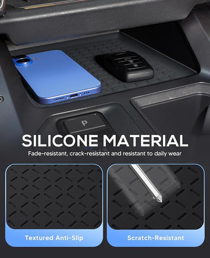 Autorder 2PCS Center Console Organizer Tray for 2026 Toyota RAV4 Accessories - Anti-Scratch & Waterproof Passenger Organizer Tray & Lower Center Console Tray - Silicone Black