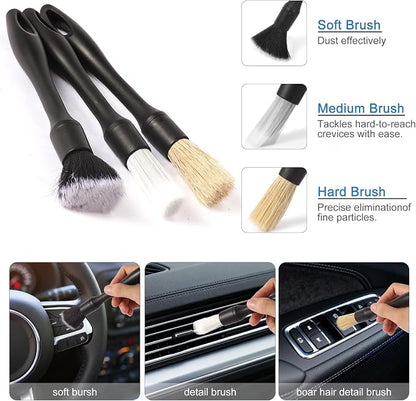 5PCS Car Detailing Brush Set with Car Cleaning Gel Car Cleaning Brushes,Car Dust Brush,Car Interior Detailing Brush for Vehicle Cleaning,Car Accessories for Truck, SUV, Interior
