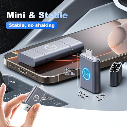 2 in 1 Mini Android Auto and Wireless CarPlay Adapter Convert Factory Wired to Wireless Dongle, Compact Size USB CarPlay Wireles Stick AAndroid Auto Adapter for iOS 12+/Android No Delay