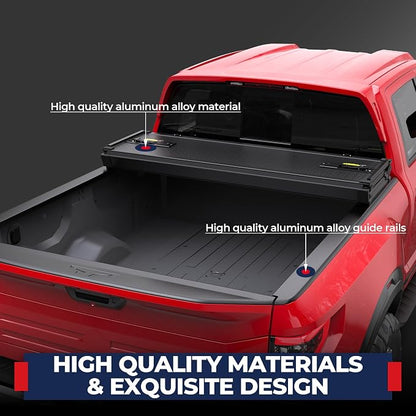 MOSTPLUS 5.5 FT Quad Fold Hard Truck Bed Tonneau Cover Compatible with 2016-2026 Nissan Titan Fleetside 67Inch (w/o Titan Box) 4 Fold Aluminum Bed