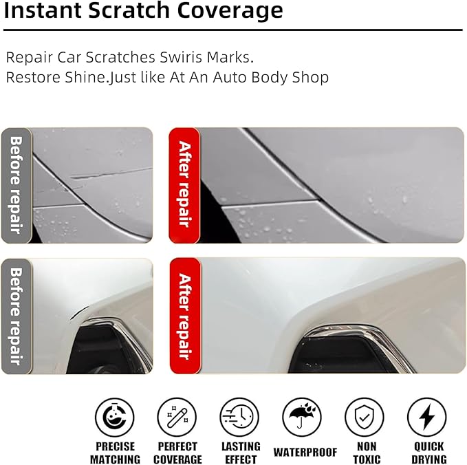 Azure Gray Metallic Tri-Coat(G4) Car Paint Touch Up Pen Compatible with Ford,2-In-1 Color Accurate Touch Up Car Scratch Repair Paint Exact Match Ford Series Automotive Scratch Remover for Nicks&Chips Repair