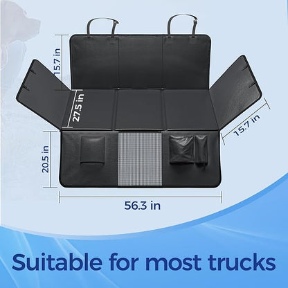 HOB4U Back Seat Extender for Dogs, Hard Bottom Dog Car Seat Cover for Truck Back Seat, Upgraded PU Leather Dog Hammock for Car, Waterproof, Anti Scratch, Larger Space,（Holds 400lbs）