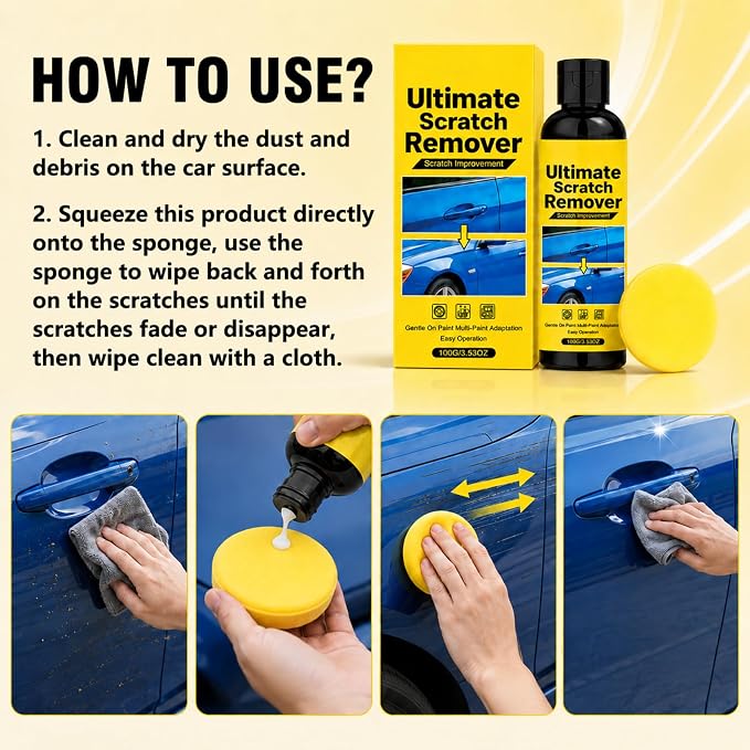 2PCS Scratch Remover, 60 Seconds Quick Repair for Car Scratches, Universal Polishing Restoration Kit for Various Vehicle Paint Colors