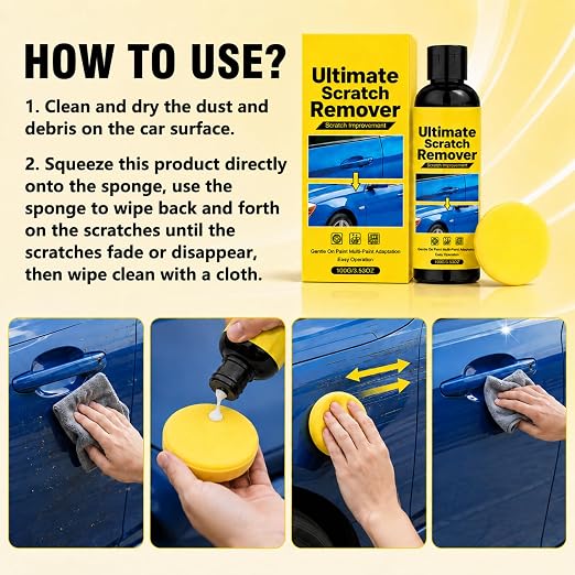 Ultimate Scratch Remover, Plastic Polish Scratchs Removers, Car Scratchs Repair Paste Deep Scratch, Quick Repair Scratches and Restore Shine for All Paint Colors Polishing Kit (100g/3.53oz, 2Set)