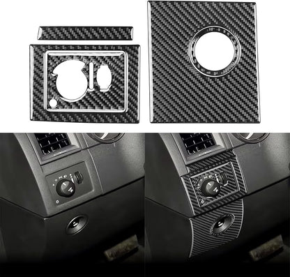 Car Inner Trunk Switch Button Sticker Headlight Switch Kit Decal Kit Real Premium Carbon Fiber Trim Compatible with Dodge Charger 2008 2009 2010 Interior Accessories Decor Style B 5pcs Black