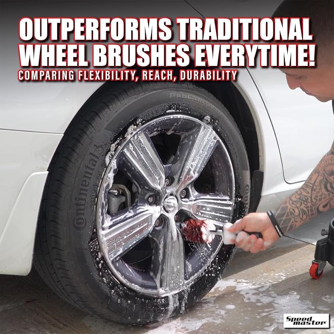 Speed Master Wheel Brush (Combo Brushes) | Memory Foam Bristles | Safe on All Wheel Types | Clean Your Wheels with Ease!