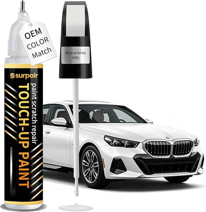 Mineral White A96 Touch up Paint for BMW OEM Color Match Car Scratch Repair Kit for Nicks & Chips Scratches Quick & Easy Paint Fix 2-In-1 Car Scratch Remover Pen