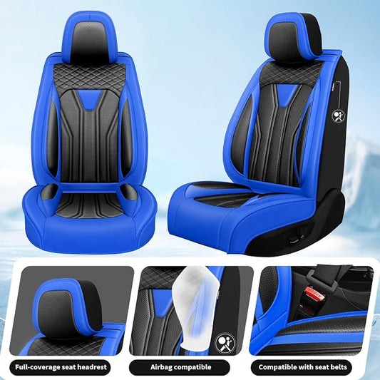 Fit Renegade Car Seat Covers for Jeep Renegade 2015-2024 -Full Set Premium Leather, Waterproof & Breathable，All-Weather Seat Cushion Protecto & Airbag Compatible, 5 Seats Blue & Black