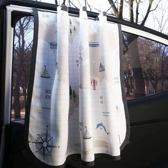 Magnetic Car Sun Shade Curtain for Side Window – Sun Blocker and UV Protector for Baby, Kids, and Pets – Universal Fit with Built-in Magnets for Steel-Framed Door (WorldTravel)