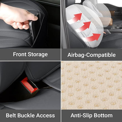 Coverland Custom SUV Car Seat Covers Full Set for [2006-2026 Audi Q7] - Protector Car Seat Cover Water Resistant Leather Memory Form Back Support Seat Cushion [Full Set-Dark Gray]