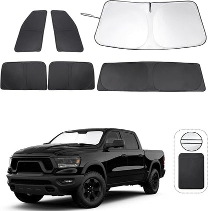 TINGLU Window Shades for Dodge RAM 1500 2019-2026 CrewCab,MegaCab Pickup,2Dr RegularCab,4Dr QuadCab Accessories Car Side Full Windows Windshield Sun Shade Camping Sun UV Rays Privacy Protection 6PCS