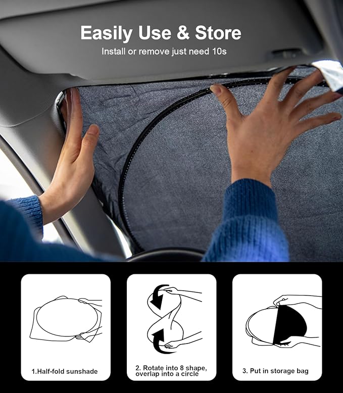 Sunshade Windshield Sun Shade for Kia K5 2021-2026 K900 Stinger Accessories, Custom Fit KIA Stinger 2017 2018-2022 2023 Front Window Foldable Sun Visor Protector Retractable UV Reflector Blocks UV Ray