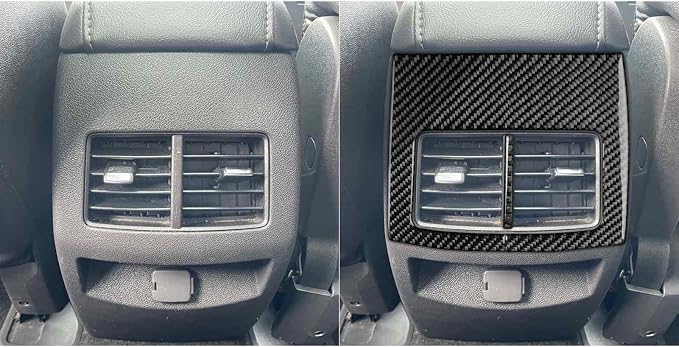 Premium Carbon Fiber Compatible with Ford Edge 2011-2014 2012 2013 SEL/Limited/SE/Sport Accessories Car Rear Row Storage Box Air Vent Frame Cover Interior Trim Sticker Decal Black 2PCS