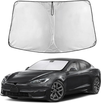 EcoNour Windshield Sunshade Compatible for Tesla Model S 2012-2024 2025 2026, Sun Visor for Front Windshield & Window Sun Shade Cover, UV Heat Blocker & Protector, Car Accessories
