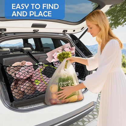 Envelope Style Cargo Net for Kia Sportage 2023-2025 2026 Accessories, Rear Trunk SUV Mesh Cargo Net, Upgraded 5mm Bungee & Double-Layer Nylon Storage Tailgate Netting Grocery&Tools Holder Organizer