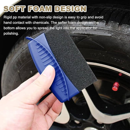 Ohleats 2 PCS Tire Dressing Applicator, Wheel Shine Pad With Lid, Reusable Detailing Foam Waxing Wipe Polishing Sponge, Universal Car Accessories (Blue)