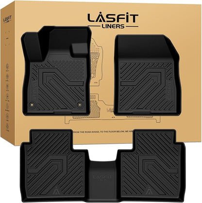 LASFIT Floor Mats for Lincoln Nautilus 2026 2025 2024, All Weather TPE Custom Fit Full Coverage Floor Mats for Cars, Refined Interior Protection, Front Rear Rows, Black