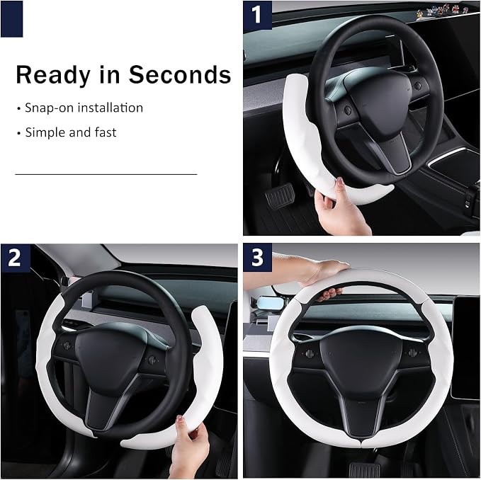 Steering Wheel Cover for Tesla Model 3(2017-2023) Model Y(2020-2024), Steering Wheel Accessories for Tesla Model 3/ Y