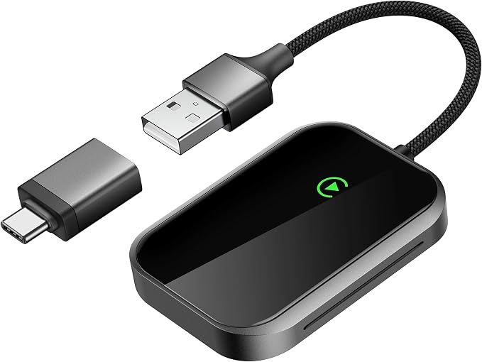 Wireless CarPlay Adapter for iPhone, Apple CarPlay Wireless Adapter USB-C, Bluetooth Connection, Auto-Switch for Multiple iPhones, Fast & Stable, iOS 10+ (Stealth Black)