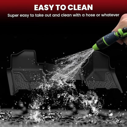 LASFIT Floor Mats 2019-2025 2026 for Ram 2500/3500 Mega Cab Bench Seat, Not for Bucket Seat or Model with PTO KIT or 4X4 Shifter, All Weather TPE Custom Fit Car Mats Floor Liners 1st & 2nd Row, Black