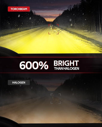 Torchbeam H11/H16/H8 LED Fog Light Bulbs Yellow, 12000 Lumen Upgrade,600% Brightness H11 Yellow LED Fog Lights, 1:1 Replacement For Cars,Trucks,and SUVs,3-minute quick installation,Pack of 2