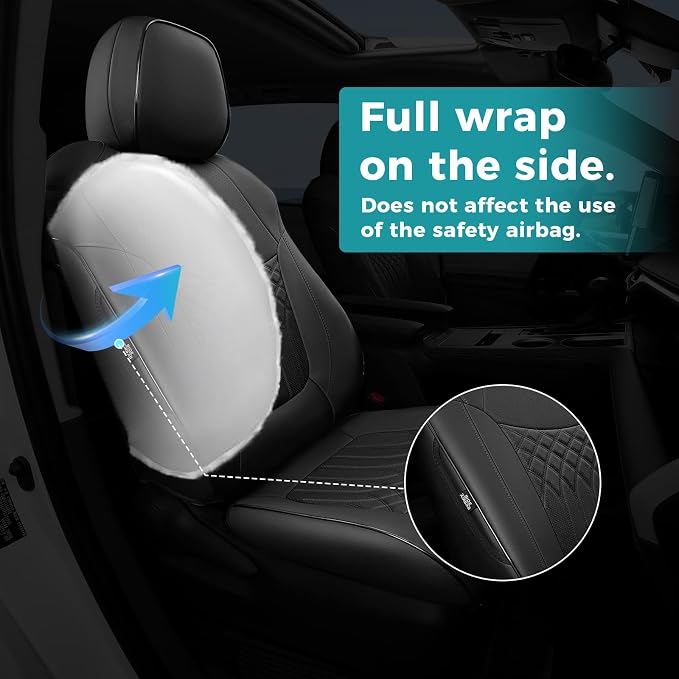 Customized for Toyota Sienna Seat Covers 2021-2026 Sienna 7 Seats 3 Row, Leather Car Seat Covers Waterproof Seat Covers Full Set for Cars, Car Seat Protectors, Airbag Compatible(Black)