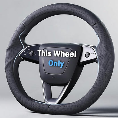 Steering Wheel Cover for Tesla Model 3 2024-Present Highland/Tesla Model Y Juniper 2025-Present, Leather Steering Wheel Cover for Tesla Model 3 Highland/Y Juniper Accessories, Black