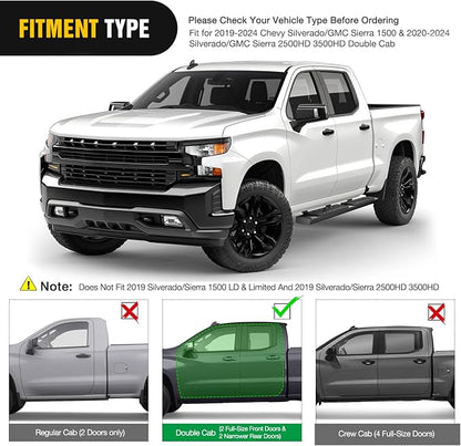 Nilight Running Boards for 2019-2026 Chevy Silverado/GMC Sierra 1500 Double Cab 2020-2026 Silverado/GMC Sierra 2500HD 3500HD 6 Inch Aluminum Bolt-on Powder Coated Side Step Nerf Bars
