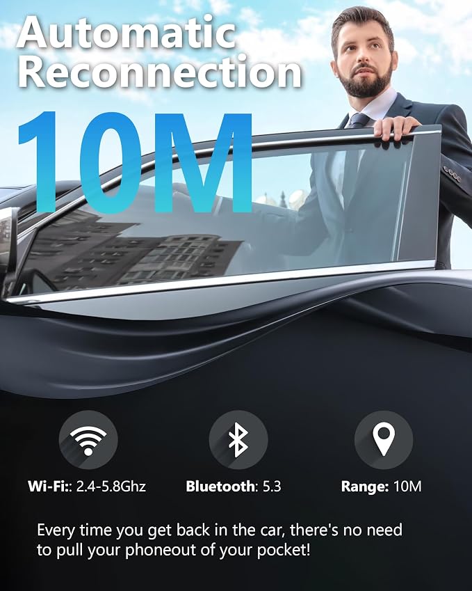 2026 Wireless Carplay Adapter-Android Auto Wireless Adapter 2 in 1, 5.4/6GHz Carplay Bluetooth Adapter Plug and Play Auto Reconnect, Mini Size with USB&Type-C Extension Cable,for iPhone & Android