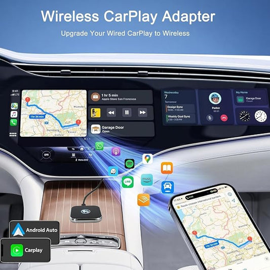 Wireless CarPlay Adapter 2026 Upgraded, Mini Design Converts Factory Wired to Wireless CarPlay, Plug & Play Auto Connect Fast Stable for iPhone iOS 10+ Cars 2015+ with USB C/A