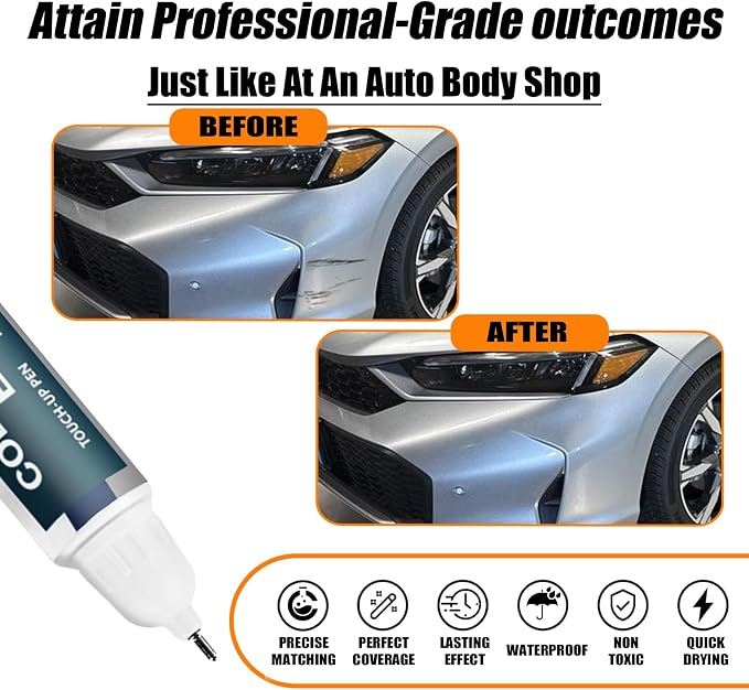 Solar Silver Metallic(NH-932M) Touch Up Paint Compatible with Honda, Car Paint Pen Scratch Repair Two-In-One Touch Up Paint, Premium Car Scratch Remover for Deep Scratches