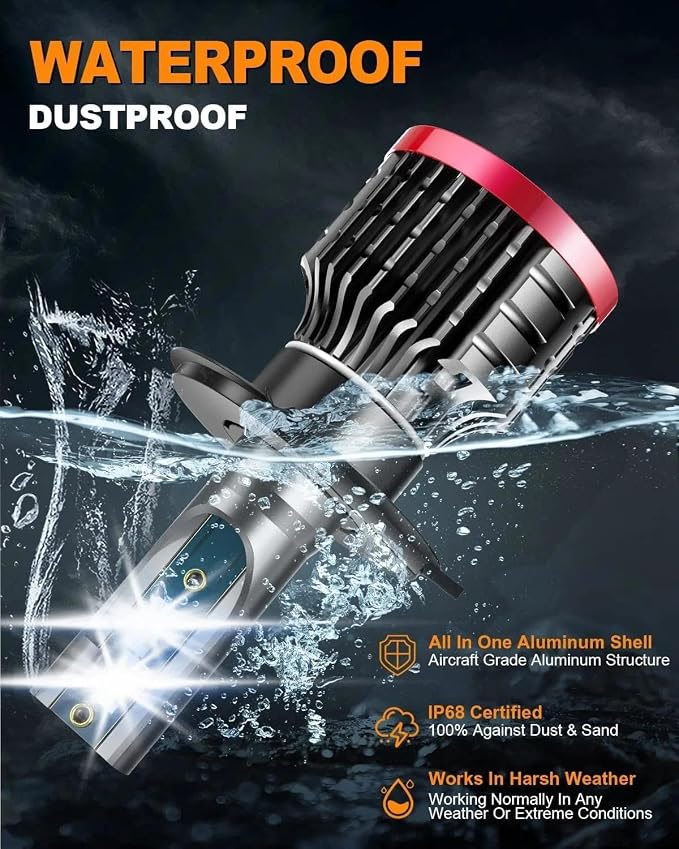 H4/9003 Light Bulb, 16000LM Super Brighter, Plug and Play,6500K Cool White H4 Off Road Light or Fog Light Bulbs Pack of 2