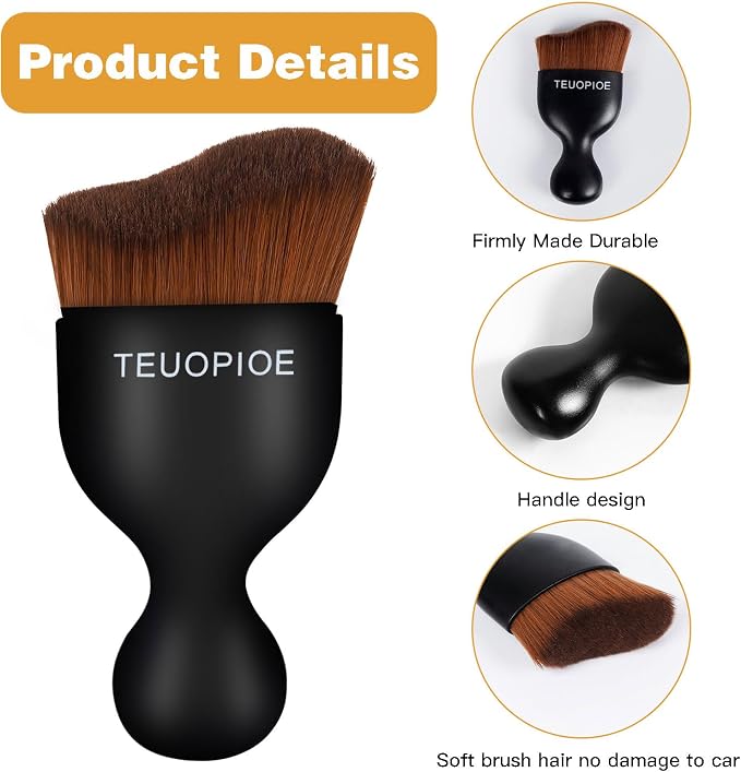 Car Interior Cleaning Brush, Car Duster Interior,Car Detailing Brush Dusting Brush,Car Interior Cleaning Tool, Auto Soft Hair Car Brush,Auto Interior Dust Brush for Air Vents（Bronze）