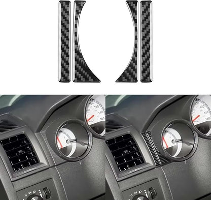 Compatible with Dodge Charger 2008 2009 2010 Real Premium Soft Carbon Fiber Decor Car Speedometer Sides Trim Strip Sticker Interior Accessories Decal Cover 4pcs Black